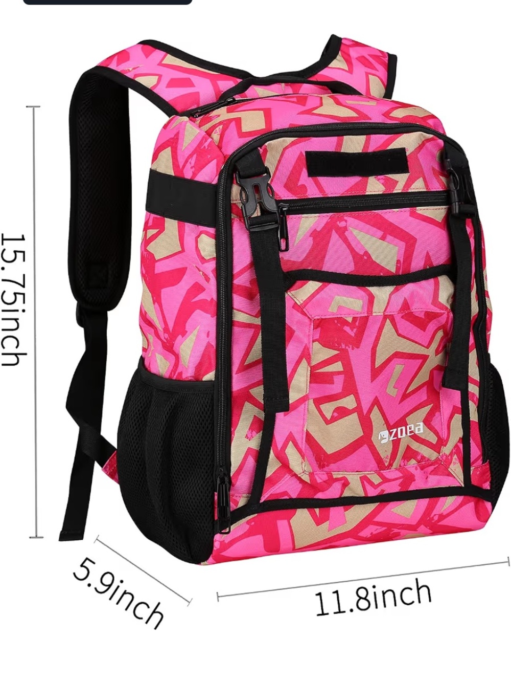 Pink Geometric Sports Backpack with Helmet Holder